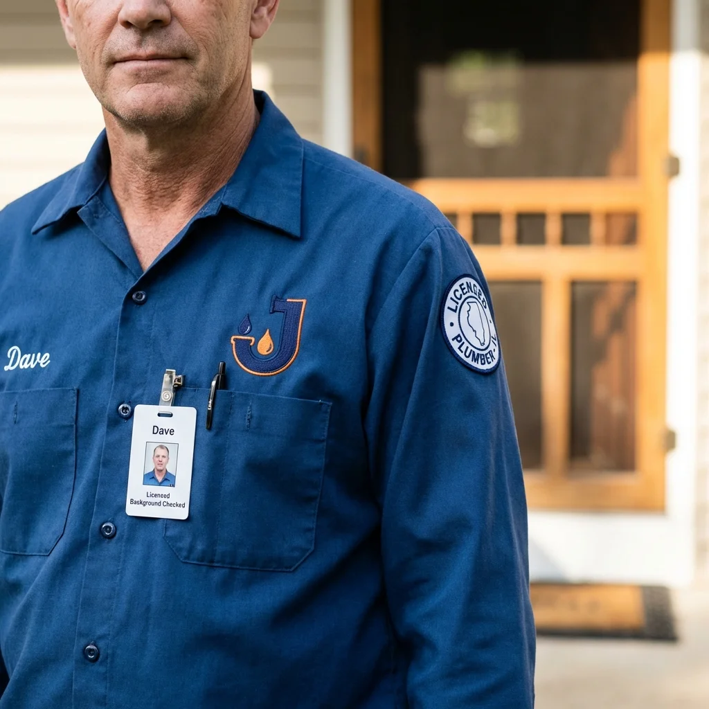Licensed plumber showing ID badge in Flemingsburg, KY