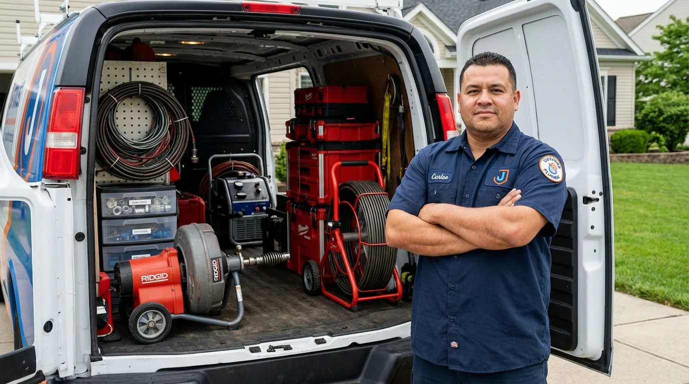 Professional drain cleaning equipment and Johns Plumbing LLC plumber in Flemingsburg