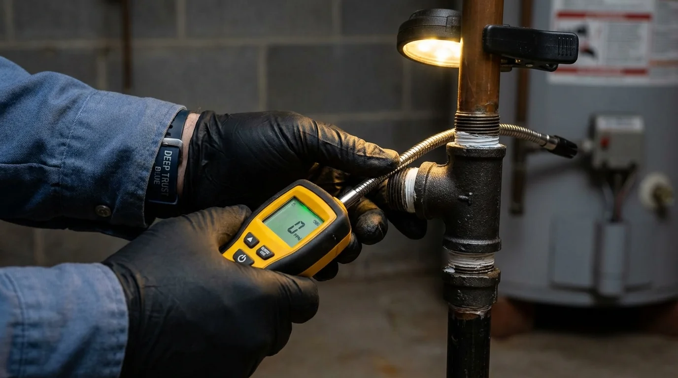 Gas leak detection with electronic sniffer by Johns Plumbing LLC in Flemingsburg